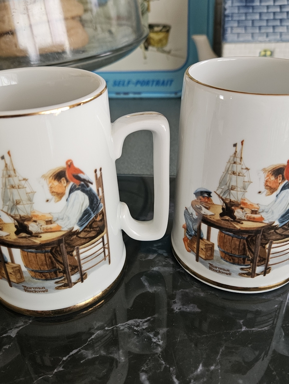 Norman Rockwell Museum Collection 1982 Vintage Coffee Tea Mugs Set of 8 - Picture 7 of 9
